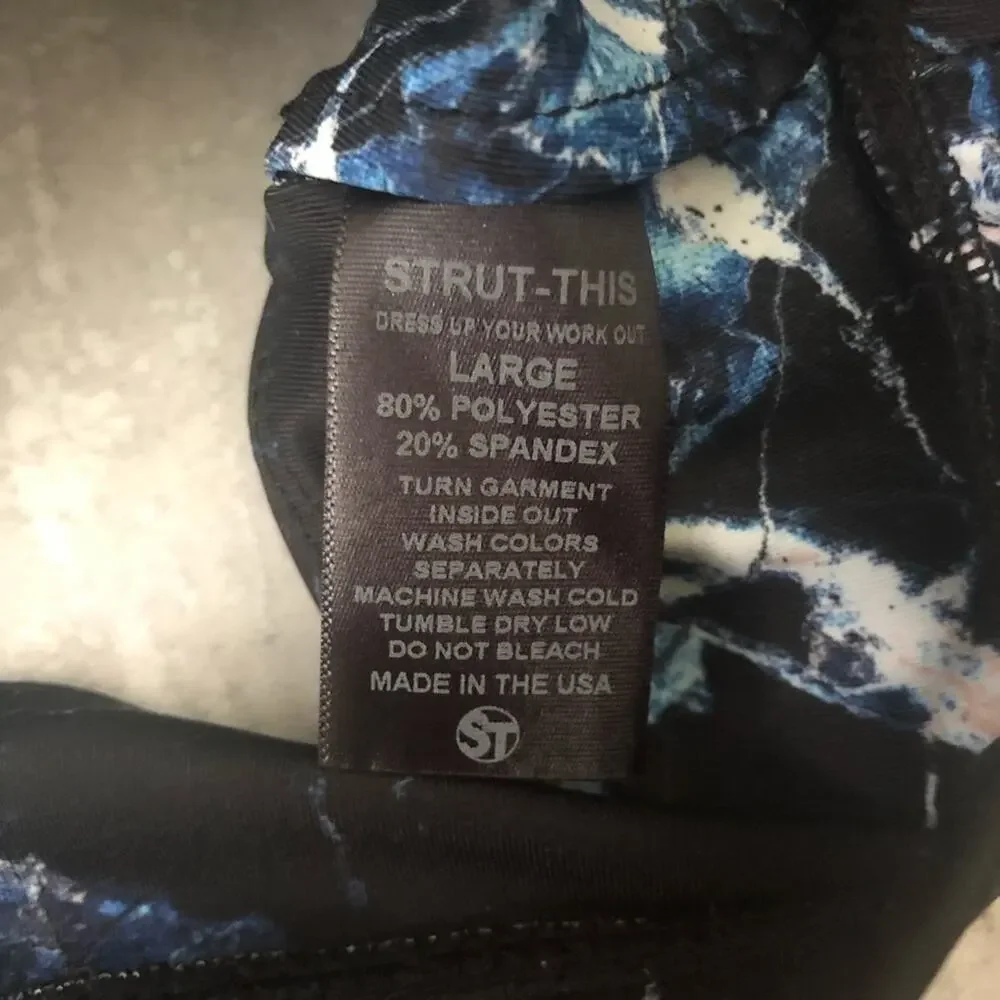 Strut This The Presley Sports Bra Navy Blue Marble NEW